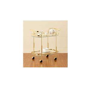 Double Story Portable <b>Trolley</b> with Wheels Mobile Vintage Style Glass Metal <b>Serving</b> <b>Trolley</b> <b>Serving</b> Cart Manufacturer Wholesale - Product Image 1
