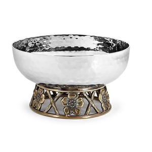 Sel de table argenté martelé en acier inoxydable avec support de couleur noire au design de fleurs en acier miroir pour les occasions de fête - Product Image 2