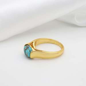 Minimal <b>Turquoise</b> Brass <b>Ring</b> 18k Gold Plated Vintage Wholesale <b>Ring</b> For Women - Product Image 4