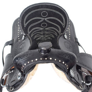Nouvelle Selle de Cheval Western Haut de Gamme en Cuir Véritable Sculpté à la Main avec Arceau en Fibre et Fixations SS - Product Image 3