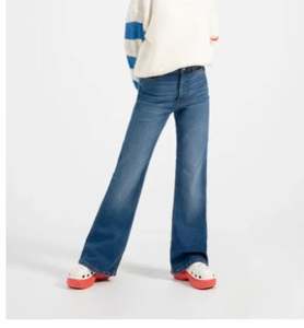 Pantalon en jean pour femme de haute qualité, bleu foncé, personnalisé, à un bouton, ample, à jambes larges, droit, en jean pour femme - Product Image 5