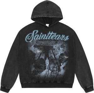 เสื้อมีฮู้ดฟอกสีลายนักบุญฮิปฮอปของผู้ชายแนววินเทจที่สวยงามมีฟอง3D พิมพ์ลายภาพเหมือนทำจากผ้าฝ้ายระดับพรีเมียม100% ชิ้น - Product Image 1