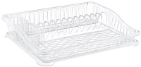 Égouttoir à vaisselle multifonctionnel en plastique transparent écologique, non pliable, avec porte-ustensiles et organisateur de couverts pour comptoir de cuisine