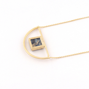 สร้อยคอทองแดงเทอร์คอยส์รูปสี่เหลี่ยมดีไซน์เนอร์ยอดนิยมใหม่สร้อยคอสายเคเบิลชุบทอง - Product Image 6