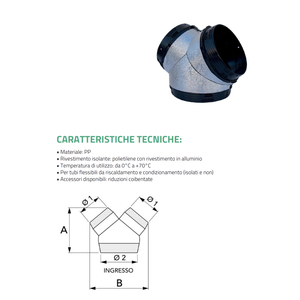 Rama de Aire Acondicionado Aislada de 3 Vías Tecnosystemi para Tuberías de 150 a 450 mm, Pieza para Sistemas HVAC - Product Image 3