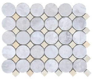 Carrelage mosaïque rond moderne, motif marbre blanc, noir, gris, résistant à l'eau, décoration murale intérieure, salle de bain - Product Image 2