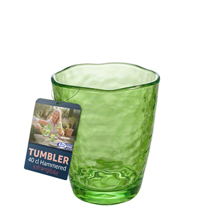 Bicchiere in Acrilico Martellato Arca 400ml Infrangibile Trasparente per Uso in Piscina, Giardino e All'aperto Italia - Product Image 1