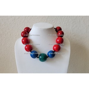 Cuentas de colores bohemias hechas a mano, collares redondos con cuentas de mijo, separadores, dijes, collar de piedra, joyería - Product Image 2