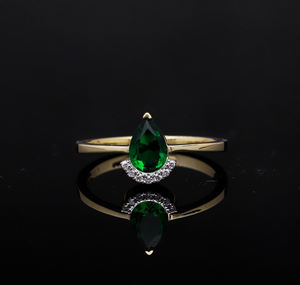 แหวนเพชรทรงบริลเลียนต์ทองคำ 14K สีเหลืองสำหรับผู้หญิง ดีไซน์คลาสสิกทันสมัย ประดับเพชรธรรมชาติแบบฮาโลครึ่งวง ชุบโรเดียม - Product Image 2