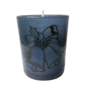 Votivo redondo de vidrio con cera, portavelas de luz de té votivo de Color verde claro para Navidad y decoración de mesa - Product Image 4