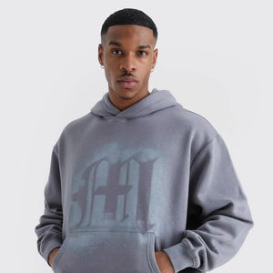 Low MOQ 420GSM Sweatsuit Chándal de algodón Hombres Sudadera con capucha de gran tamaño y pantalones acampanados Pantalones de chándal de pierna ancha personalizables - Product Image 5