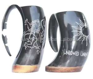 Taza de Cuerno de Búfalo Hecha a Mano, Pulida, Ecológica y Personalizada |   Accesorios de Bar Vikingos al por Mayor - Product Image 4