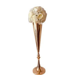 Soporte de logotipo personalizado florero para centro de mesa de boda acabado en oro alto diseño moderno decoración al por mayor - Product Image 1