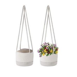 Macetero Colgante de Macramé Estilo Bohemio con Cuentas de Madera y Detalles de Borlas para Exhibición de Plantas en Interiores y Exteriores - Product Image 3