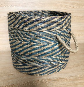 Panier à ventre en jonc de mer naturel avec poignées Panier à plantes pliable et tissé pour la décoration de la maison et du jardin pour le rangement du linge - Product Image 4