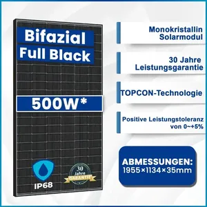 500 Watt - Modulo preconfezionato da 2 pezzi per cartone - Modulo Bifacciale Vetro-Vetro Full Black - Product Image 2