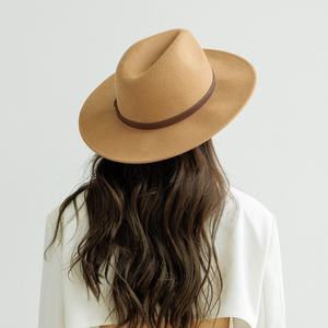 Chapeau Fedora unisexe européen et américain, nouvelle mode décontractée, en laine, à large bord, chaud, avec boucle métallique, style cowboy, pour l'automne et l'hiver - Product Image 4
