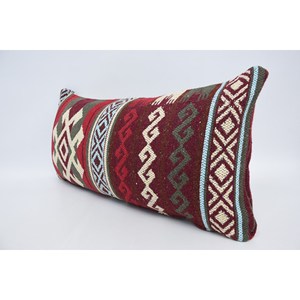 <b>Red</b> <b>Wool</b> Pillow 12x24 Inches Traditional Luxury Style Vintage Geometric Pattern Woven Eco-Friendly Non-Slip Removable Washable - Product Image 4