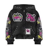 Conjunto de ropa de calle unisex lavado con ácido chándal recortado con capucha de gran tamaño y pantalones de chándal apilados