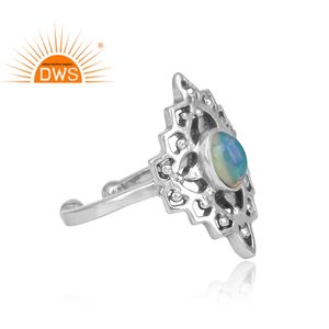 แหวนโอปอลปรับได้อัญมณีโอปอลจากเอธิโอเปียธรรมชาติเงินสเตอร์ลิงออกซิไดซ์แบบปรับได้ - Product Image 2