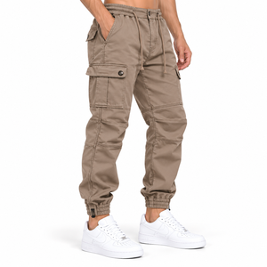 Pantalones Casuales Utilitarios para Hombre OEM con Diseño de Múltiples Bolsillos, Cintura Elástica y Cierres de Cremallera en los Tobillos - Product Image 4