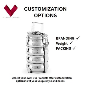 Boîte à lunch en acier inoxydable à 4 compartiments, boîte à lunch de qualité alimentaire, boîte à lunch indienne, boîte à lunch pour l'école, cadeau, boîte à lunch bento - Product Image 3