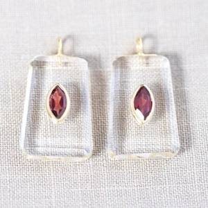 Collar con Colgante de Piedra Preciosa de Cuarzo Cristal Natural Tallada en Forma Rectangular, Plata 925, Chapado en Oro, Joyería para Mujer - Product Image 4