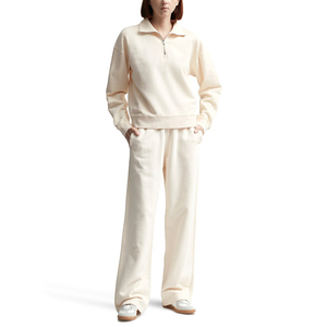 Sweat-shirt en molleton de couleur unie à demi-fermeture éclair personnalisée sweat-shirt ample pour femmes à quart de fermeture éclair pull-over à épaules tombantes sweats OEM - Product Image 4