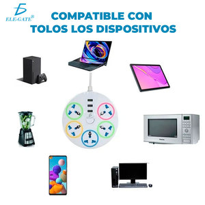 Multipresa Circolare Multifunzione con 5 Prese AC e 3 Porte USB, 6 Prese Totali, Certificata ETL - Product Image 4