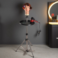 Avec plateau, support de perruque robuste, trépied de tête de Mannequin, trépied de tête en toile pour l'entraînement à la cosmétologie et à la coiffure