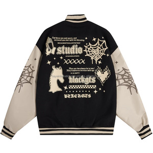 Chaqueta Universitaria de Béisbol Extra Grande de Invierno, Ecológica, para Hombre, con Estampado Gótico de Telaraña, Bordada, Estilo Hip Hop, Unisex - Product Image 2