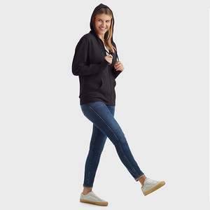 New Design Women's 100% Cotton Long Sleeve Round Neck Shoulder Slope Solid Color Comfortable Casual Zip Hoodie Best Price - Product Image 5