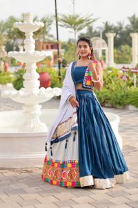 Women's Summer O-Neck Full-Stitched Pure cottan Lehenga Choli Festival Cute Loose heavy gamthi work & kodi <b>lace</b> - Product Image 6