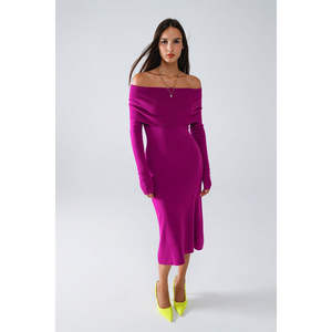 Vestido Midi de Punto Folover Badot en Magenta, Talla XS, Material Viscosa, Elegante y Moderno para Oficina, Fiestas, Uso Diario, Lavable - Product Image 2