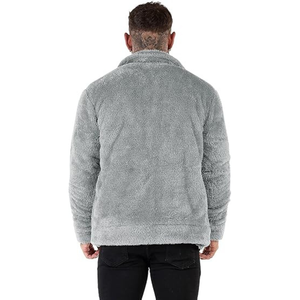 Vêtements d'extérieur avec manches épaisses et longues coupe ample cool pour la veste en fausse fourrure solide pour hommes en plein air - Product Image 5