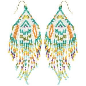 Boucles d'oreilles en perles de verre 100% pour femmes avec un beau design fait à la main léger durable et idéal pour les vêtements décontractés et formels - Product Image 3