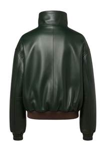 Veste à capuche en cuir véritable vert foncé de qualité supérieure pour homme, fermeture éclair intégrale, vêtements d'extérieur d'hiver, vêtements de moto - Product Image 3