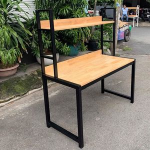 SFBK005-High Quality Computer <b>Desk</b> with Iron and Wood Frame Combining <b>Workstation</b> and Shelf Durable and Stylish - Product Image 3