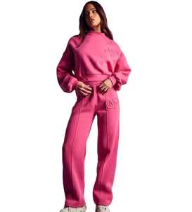 2024 printemps Logo personnalisé 2 Pc à capuche ensemble femmes vêtements hiver 2 pièces ensemble pour femmes solide haut court deux pièces pantalon de survêtement ensemble - Product Image 6