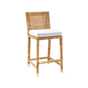 Tabouret de bar en rotin naturel crème avec dossier, chaise tissée avec repose-pieds, meubles élégants avec coussin pour la maison et la cuisine en provenance du Vietnam - Product Image 4