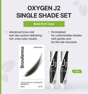 BrowXenna ®   OXYGEN J2 Kit doble de tinte para cejas y pestañas, set de 2 × 7 ml, negro # 2.07 - Product Image 1