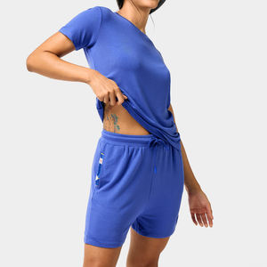 Pantalones cortos atléticos para correr de verano para mujer, pantalones cortos transpirables de algodón liso para entrenamiento personalizados para mujer - Product Image 4