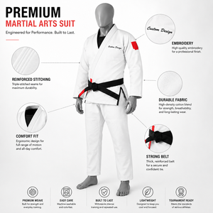 Traje de BJJ de Algodón Premium con Costuras Reforzadas, Gi Tradicional de Artes Marciales, Secado Rápido Frontal, Transpirable, Duradero, Avanzado, 240g - Product Image 5