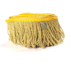 Venta al por mayor de flecos de borlas de lingotes de oro con cuentas de seda y poliéster para uso decorativo en prendas de vestir Venta caliente - Product Image 1