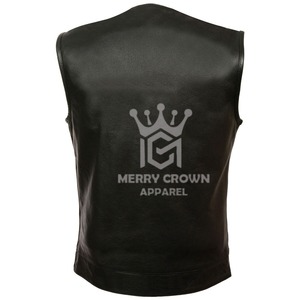 Meilleure vente en gros OEM gilets en cuir sans manches pour hommes moto respirant en cuir de vachette respirant gilets et gilets pour hommes - Product Image 2
