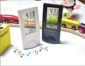 선물 및 프리미엄을 위한 온도계가 있는 디지털 투명 시스루 수직 LCD 책상 알람 시계