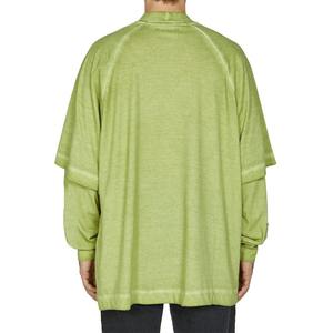 เสื้อยืดแขนยาวพิมพ์ลายวาฟเฟิลสำหรับผู้ชายซักสองชั้นสไตล์วินเทจผ้าทอ - Product Image 4