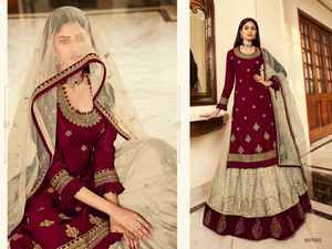 Nouvel arrivage moderne Style Lehenga Georgette lourde & Multi broderie travail & pierre travail Salwar Kameez femmes mode grossiste - Product Image 4