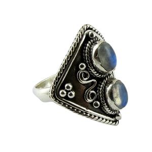 Instantáneo arcoíris-piedra lunar, anillos de plata de ley 925, proveedor de plata de ley - Product Image 1