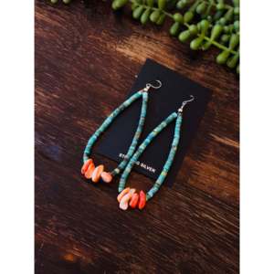 Boucles d'oreilles pendantes Santo Damingo en perles d'eau douce turquoise, plaqué or, argent sterling, design goutte d'eau, multi-pierres - Product Image 4